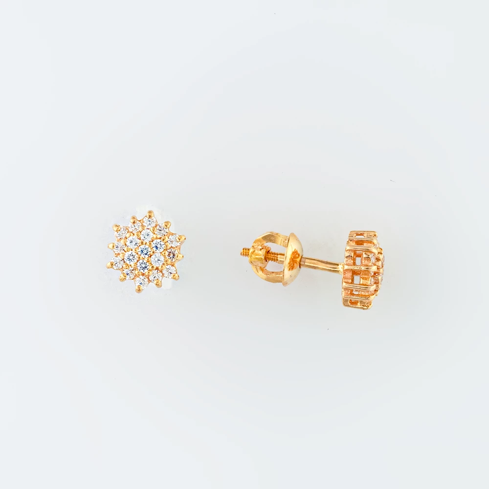 Серьги с фианитом из красного золота 585 пробы