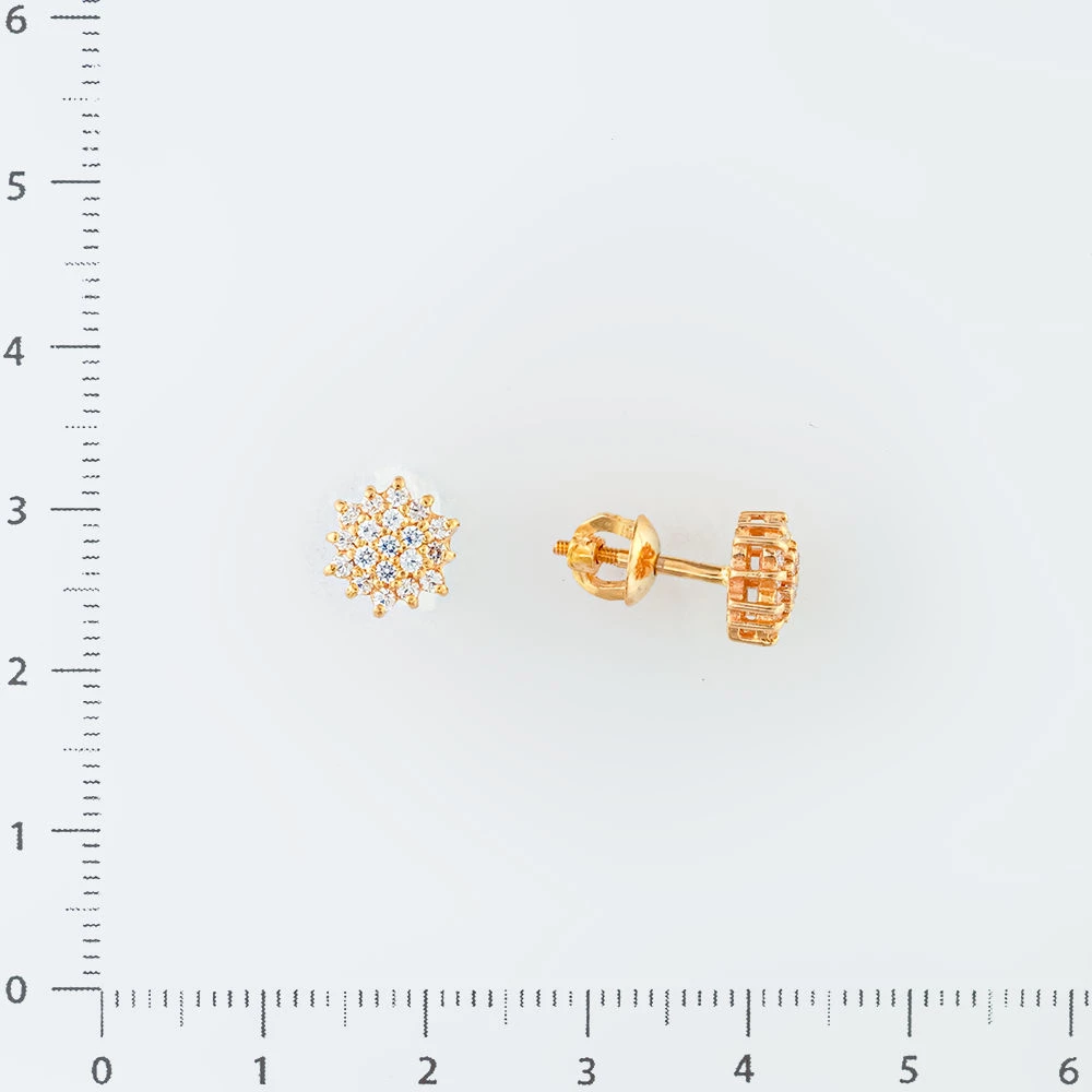 Серьги с фианитом из красного золота 585 пробы