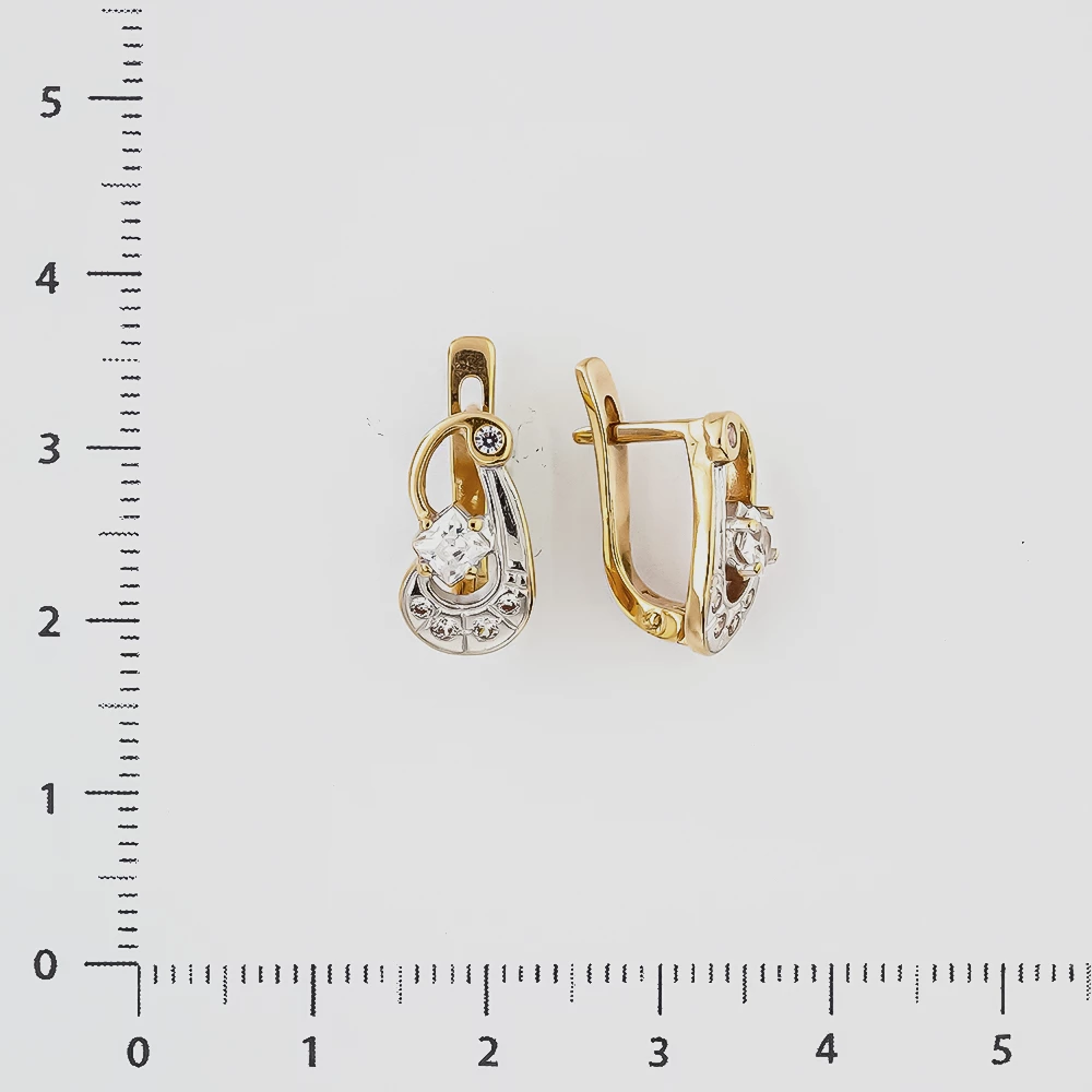 Серьги с фианитом из красного золота 585 пробы