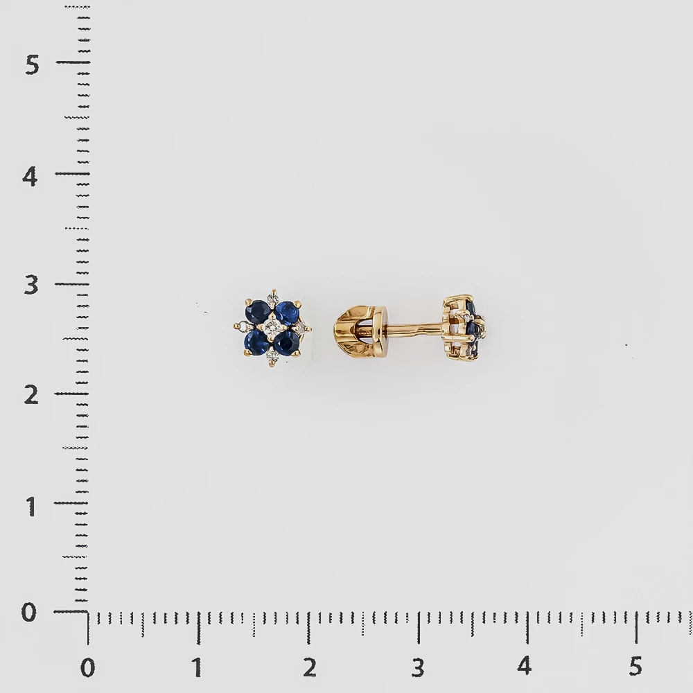 Серьги с сапфиром из красного золота 585 пробы