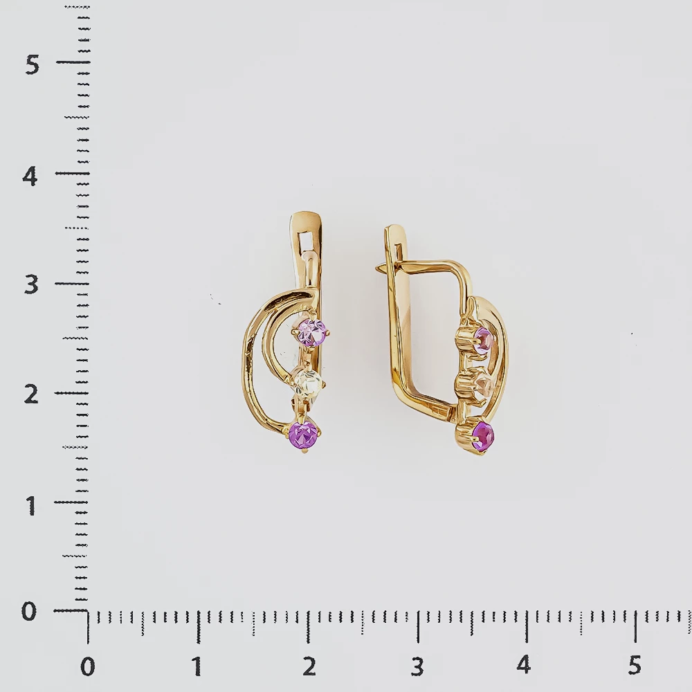 Серьги с фианитом из красного золота 583 пробы