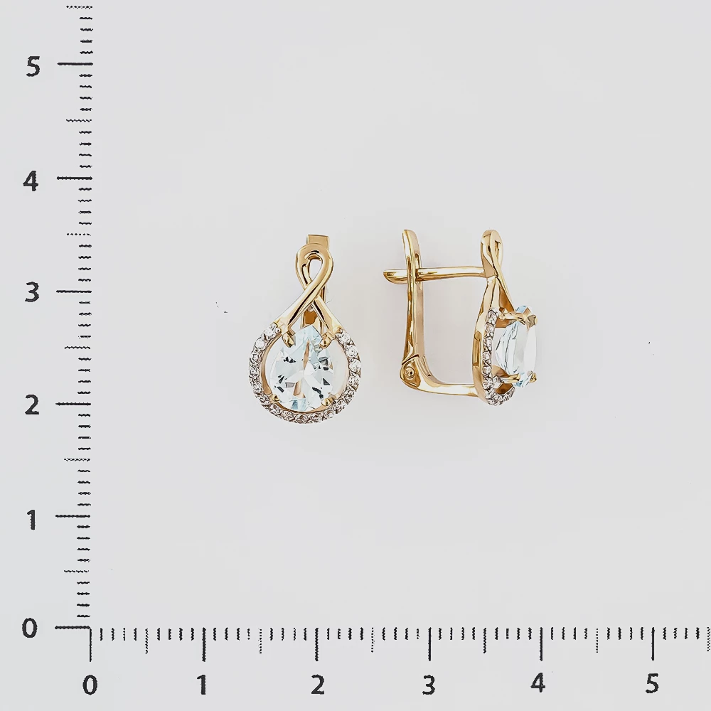 Серьги с топазом из красного золота 585 пробы