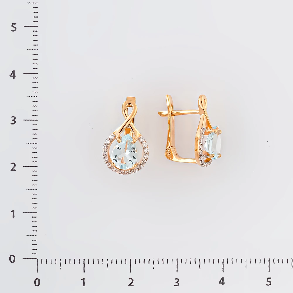 Серьги с топазом из красного золота 585 пробы
