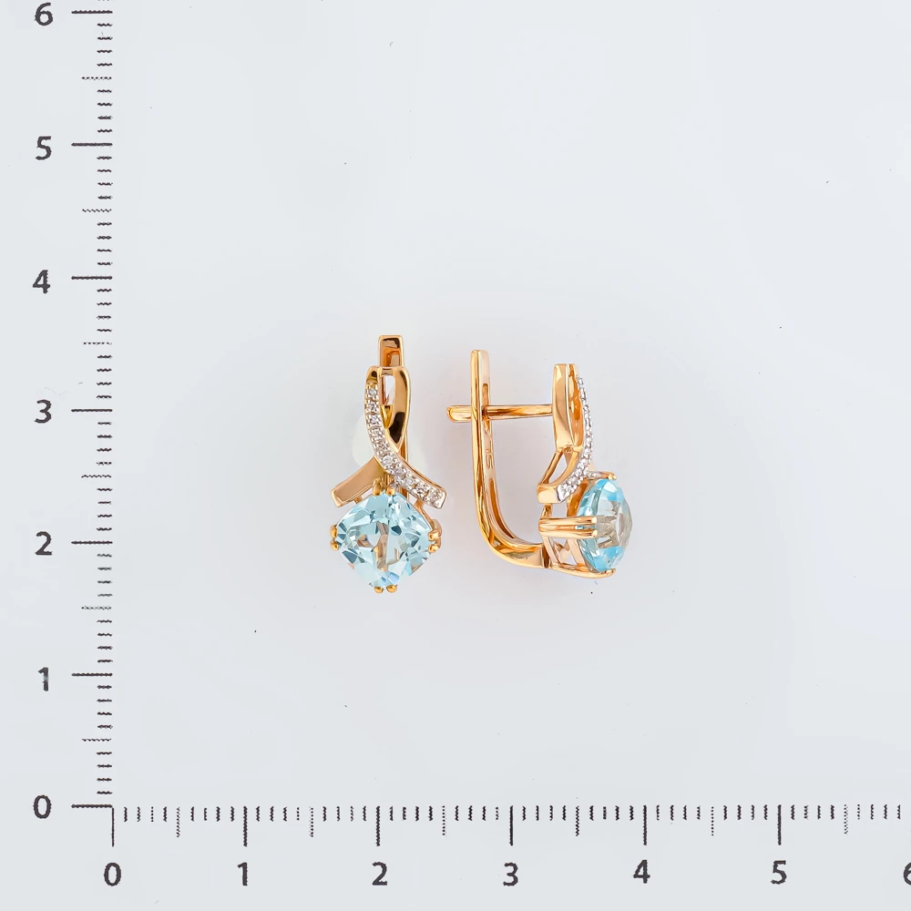 Серьги с топазом из красного золота 585 пробы