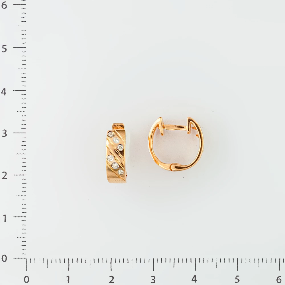 Серьги с фианитом из красного золота 585 пробы