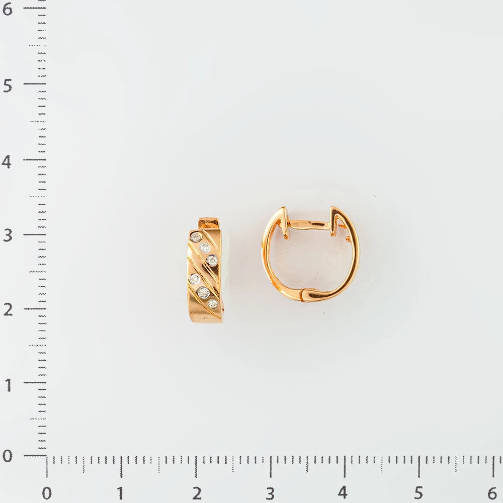 Серьги с фианитом из красного золота 585 пробы