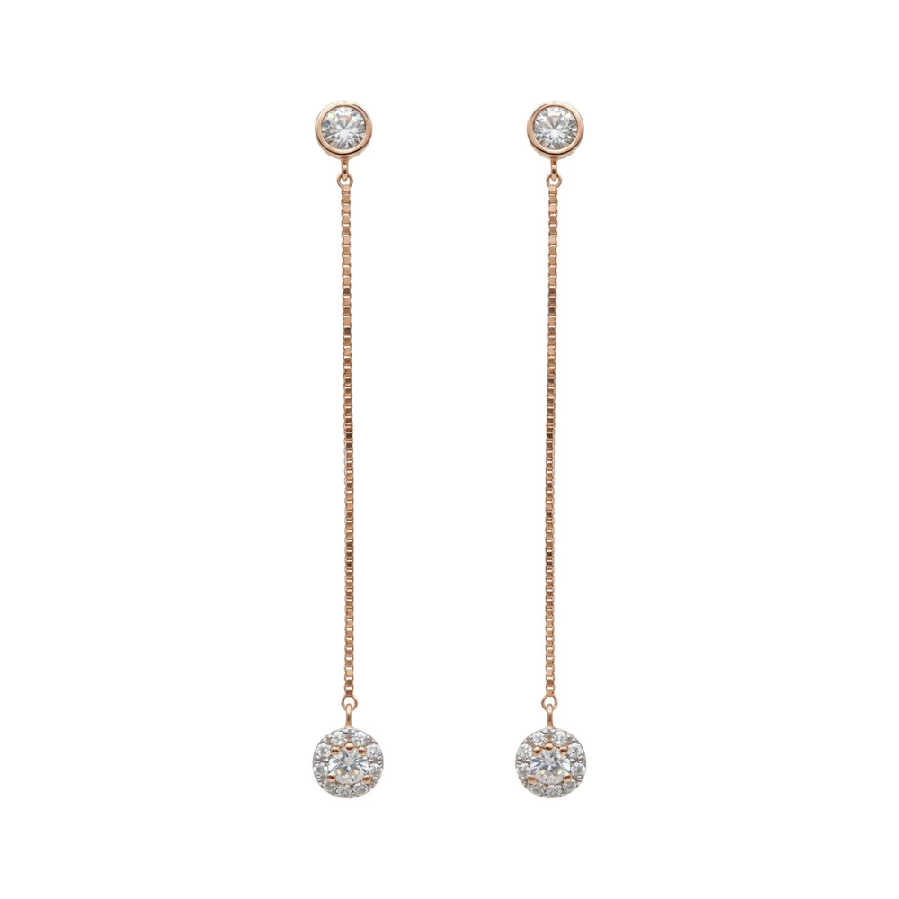 Серьги с фианитом из красного золота 585 пробы