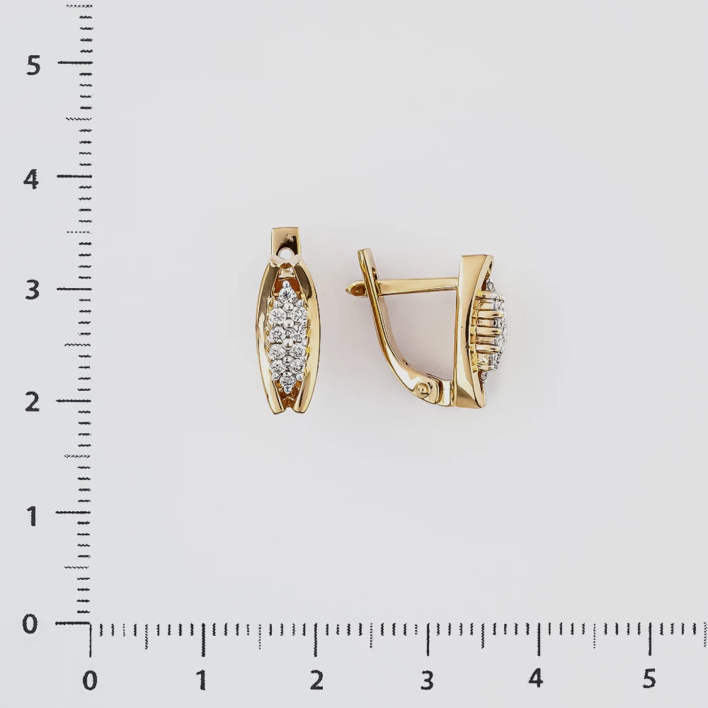 Серьги с бриллиантом из красного золота 585 пробы