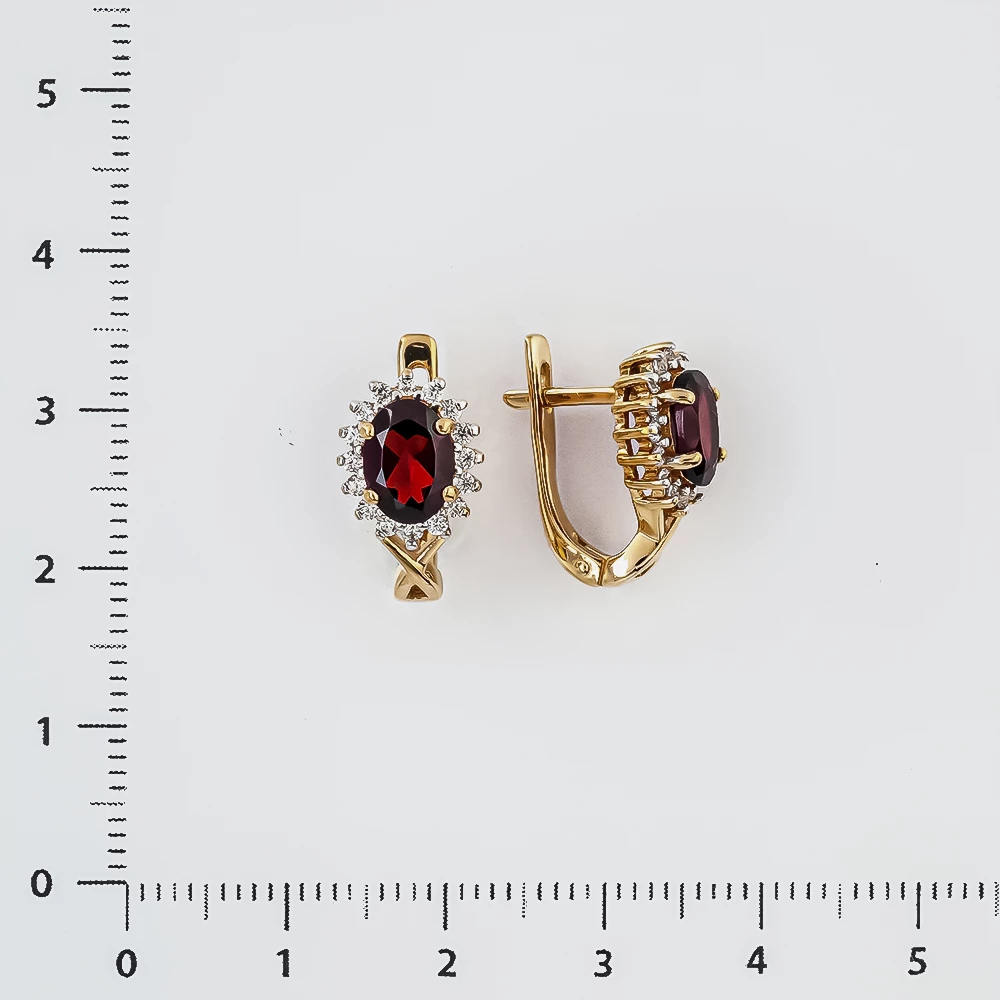 Серьги с гранатом из красного золота 585 пробы