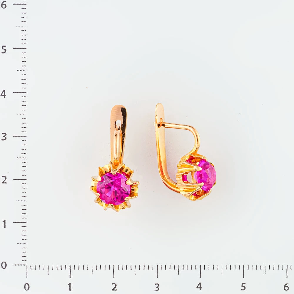 Серьги с фианитом из красного золота 583 пробы