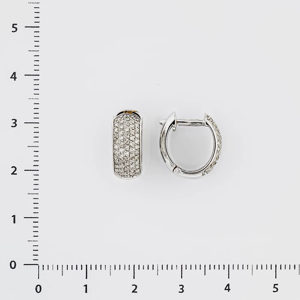 Серьги конго с бриллиантом из белого золота 585 пробы