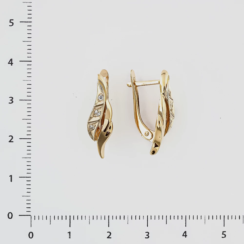 Серьги с фианитом из красного золота 585 пробы