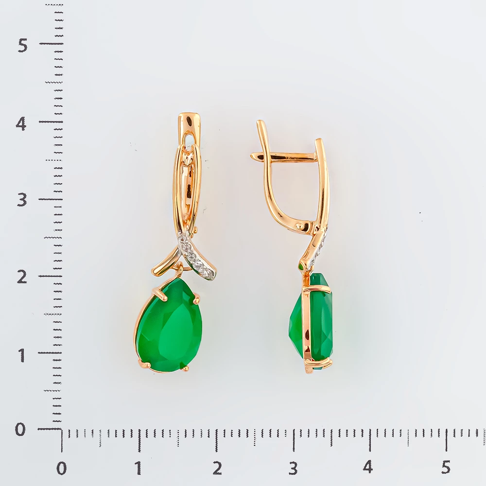 Серьги с агатом из красного золота 585 пробы