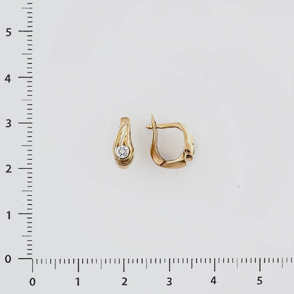 Серьги с фианитом из красного золота 585 пробы