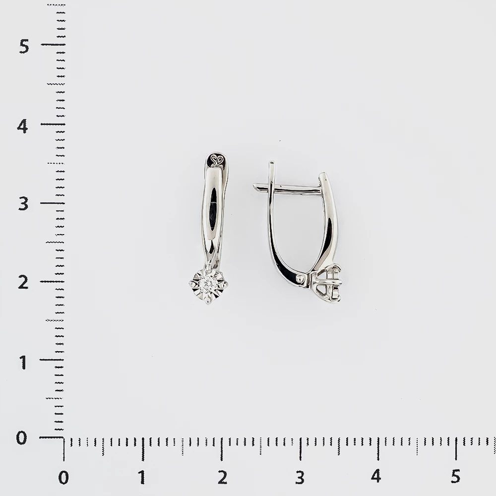 Серьги с бриллиантом из белого золота 585 пробы