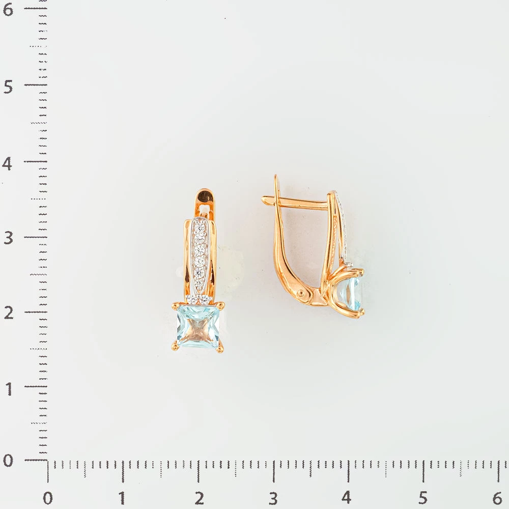 Серьги с топазом из красного золота 585 пробы