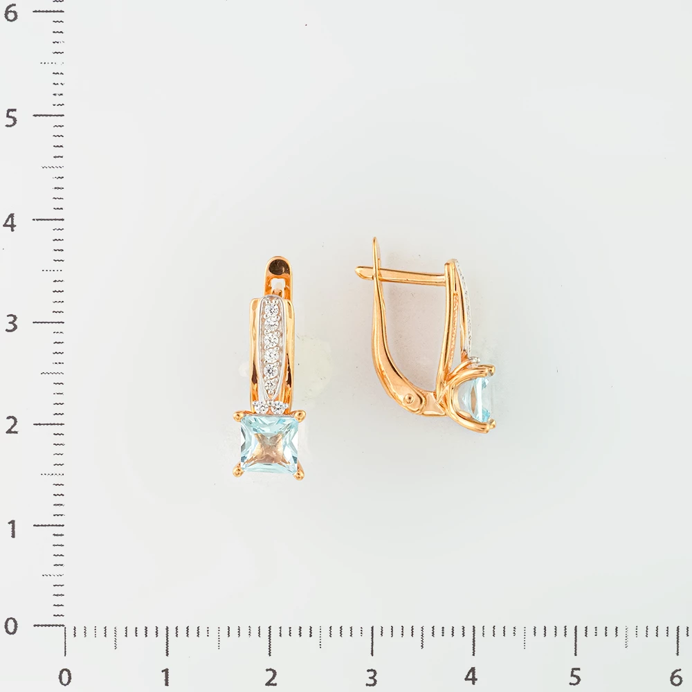 Серьги с топазом из красного золота 585 пробы
