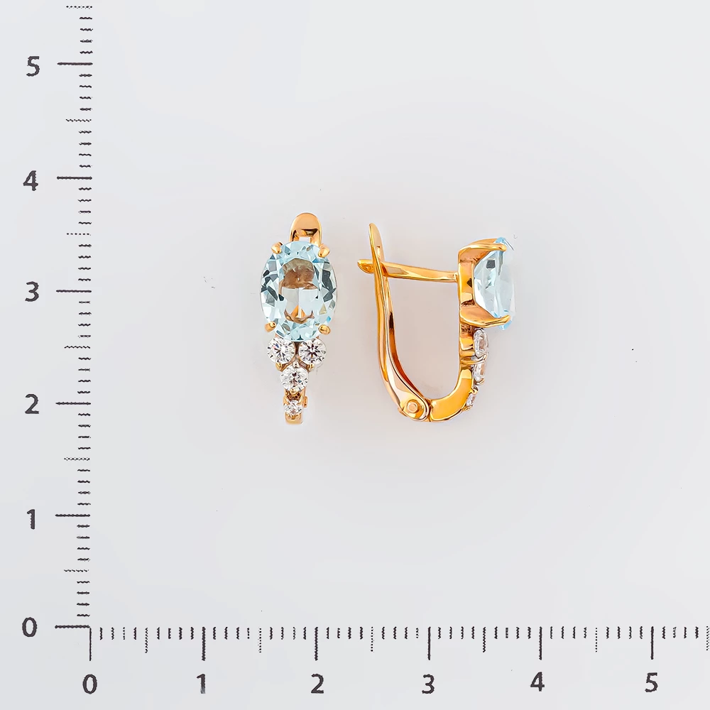 Серьги с топазом из красного золота 585 пробы