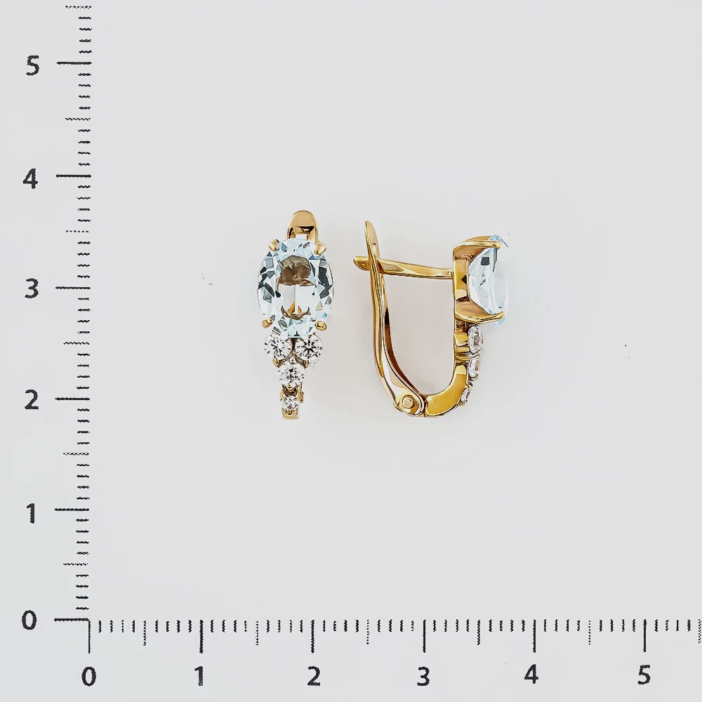 Серьги с топазом из красного золота 585 пробы