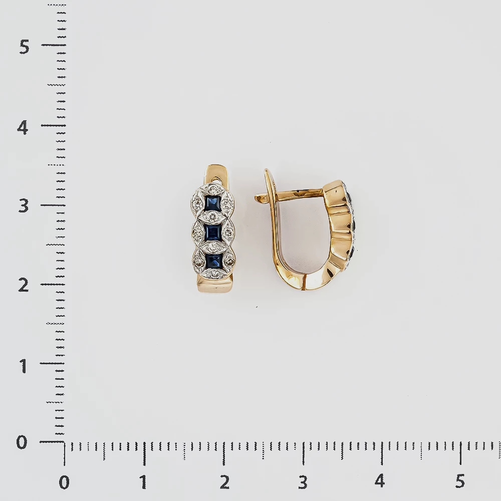 Серьги с сапфиром из красного золота 585 пробы