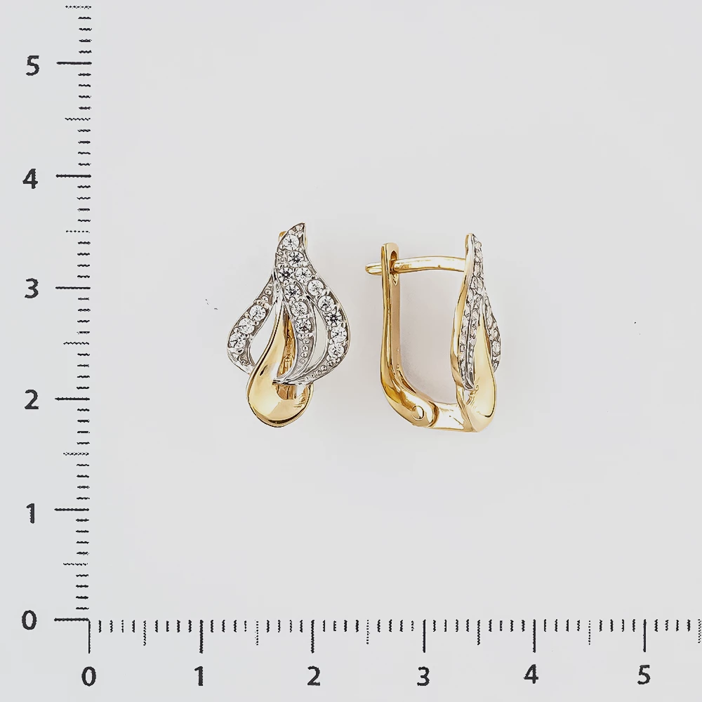 Серьги с фианитом из красного золота 585 пробы