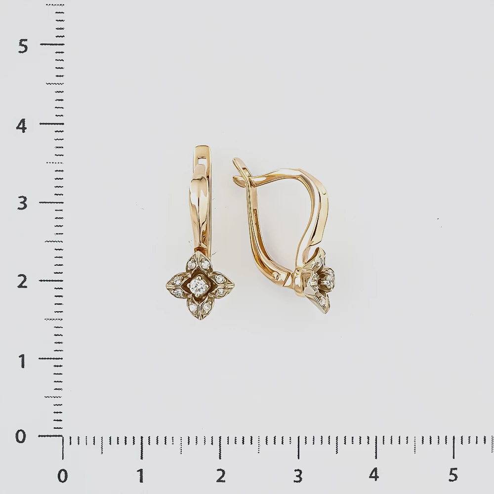 Серьги с бриллиантом из красного золота 585 пробы