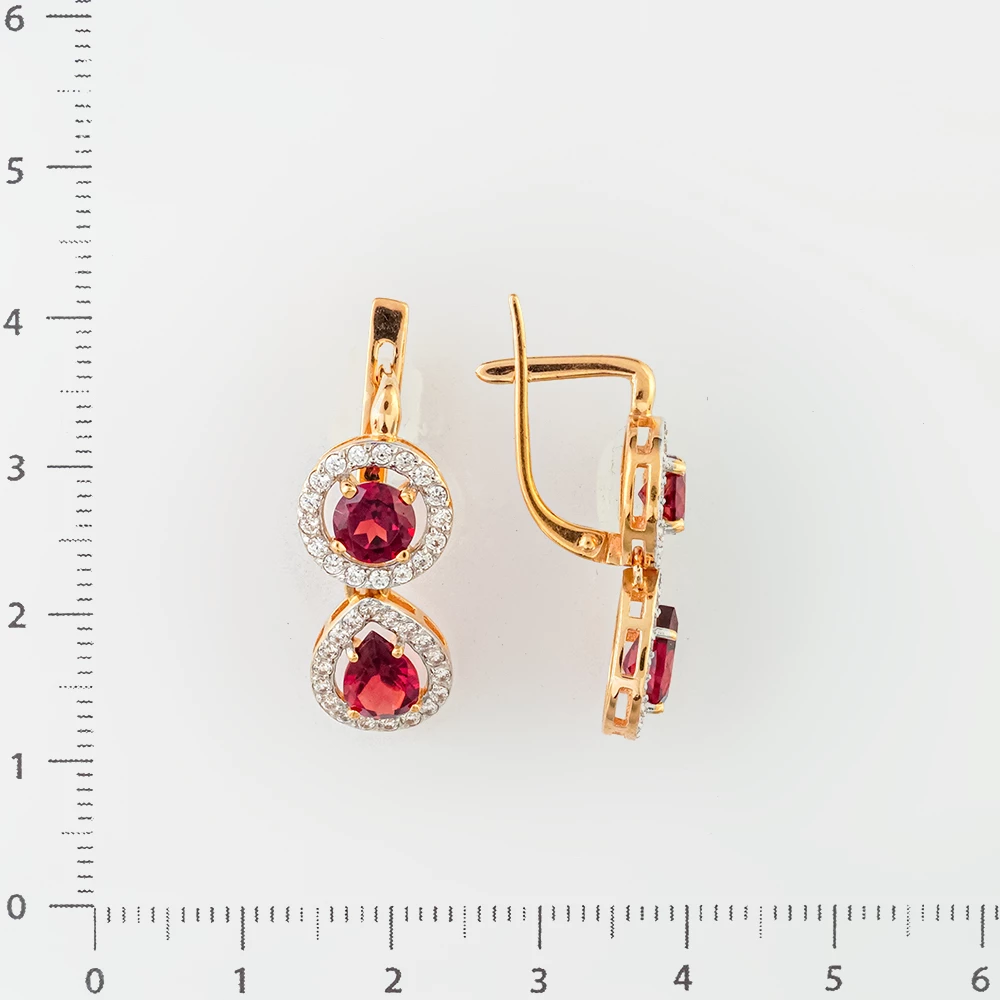Серьги с гранатом из красного золота 585 пробы