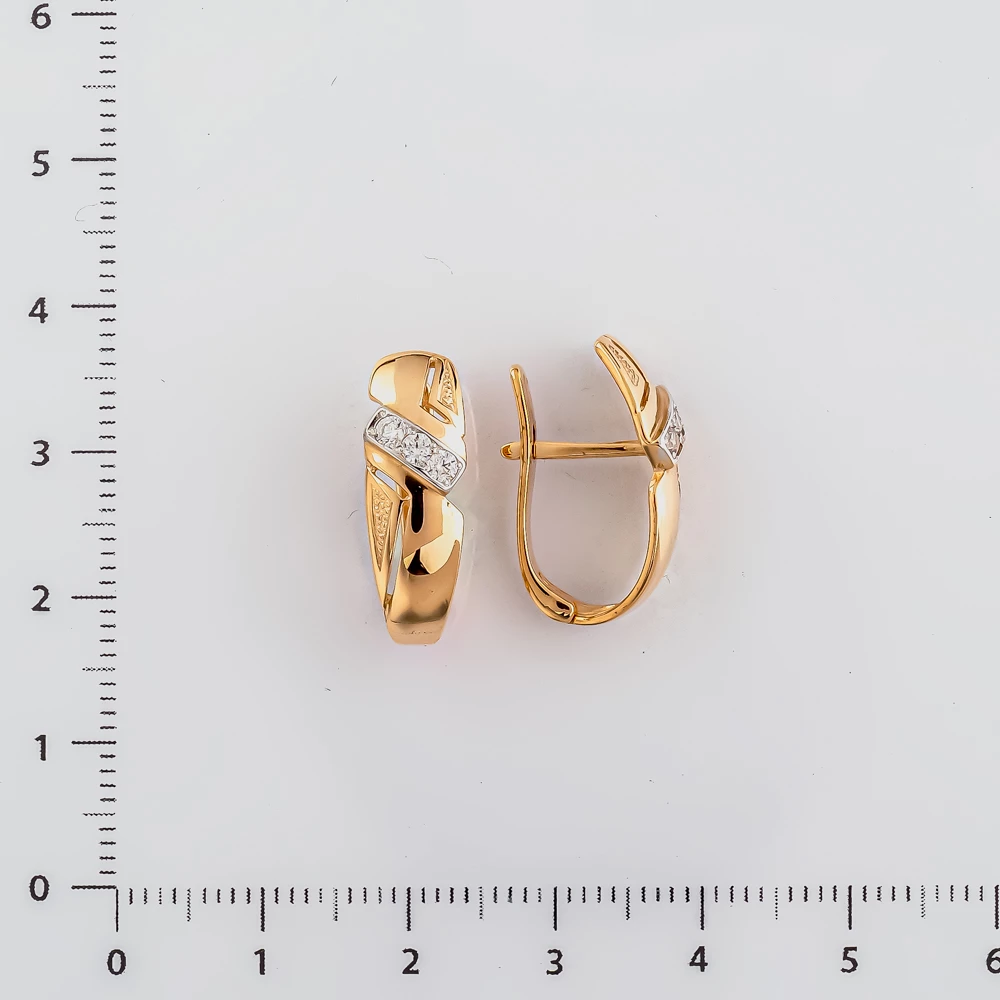 Серьги с фианитом из красного золота 375 пробы