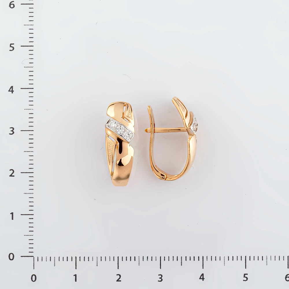 Серьги с фианитом из красного золота 375 пробы