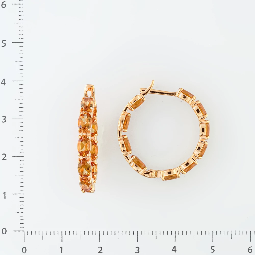 Серьги конго с ситаллом из красного золота 585 пробы