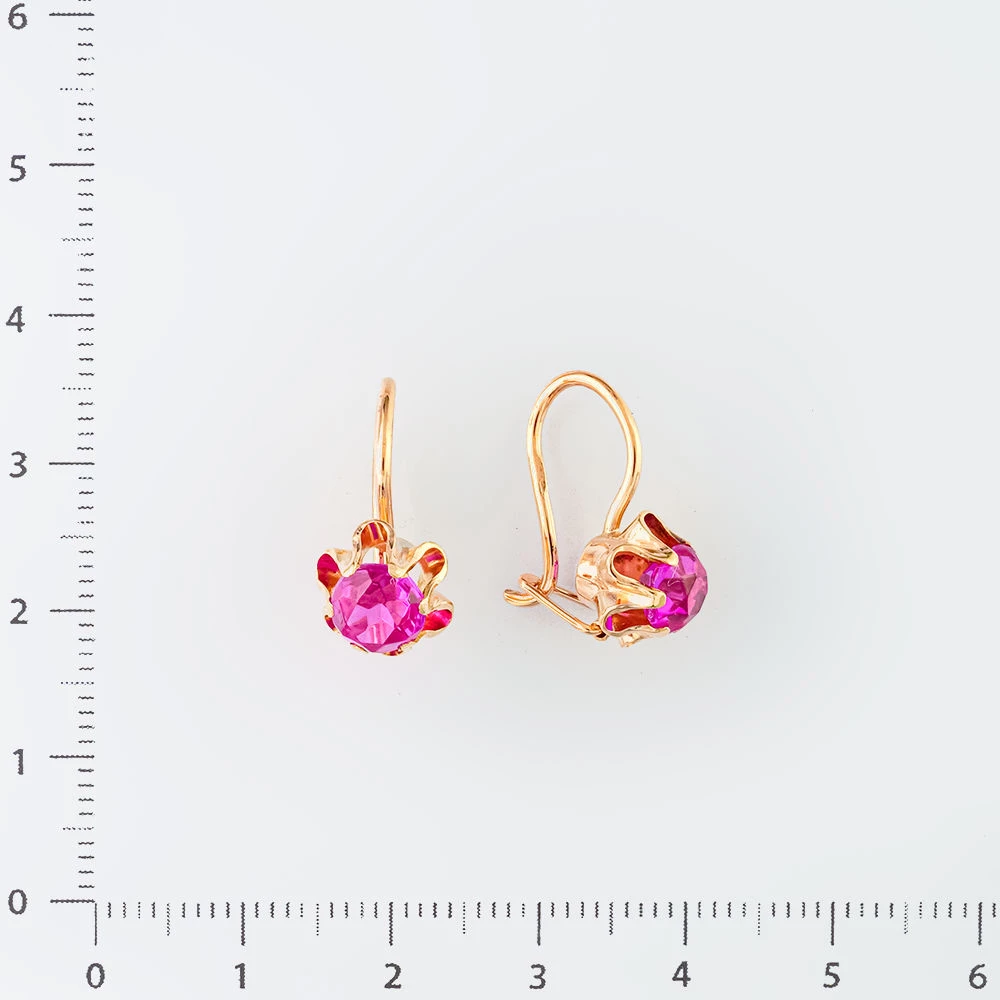 Серьги с фианитом из красного золота 583 пробы