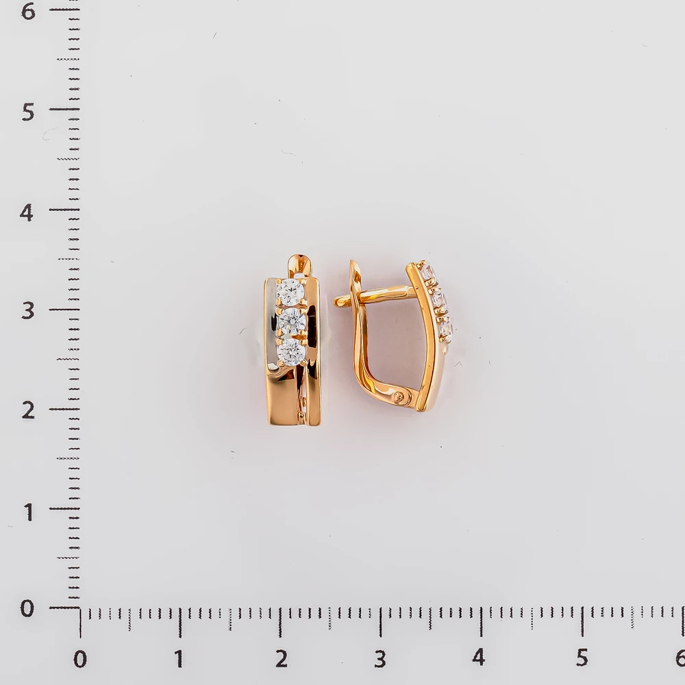 Серьги с фианитом из красного золота 585 пробы
