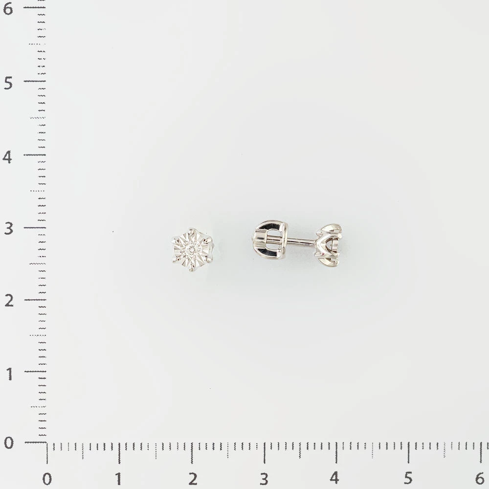 Серьги с бриллиантом из белого золота 585 пробы