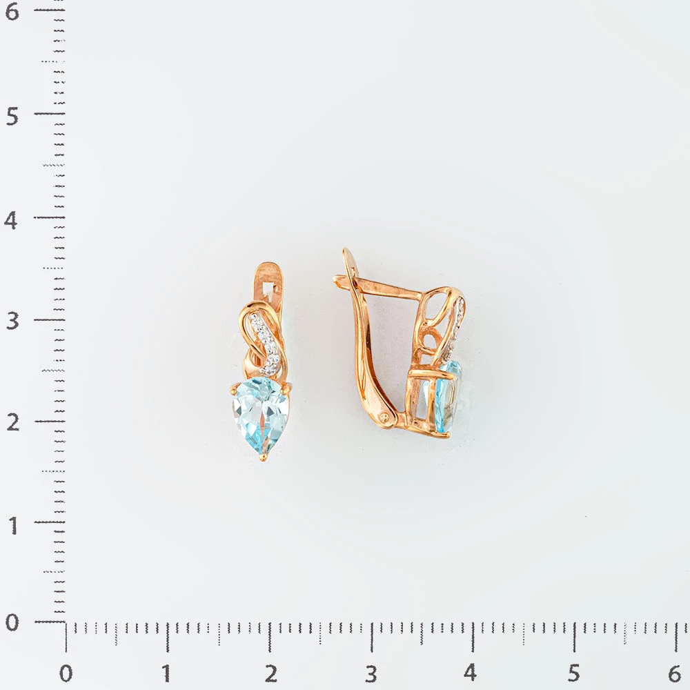 Серьги с топазом из красного золота 375 пробы