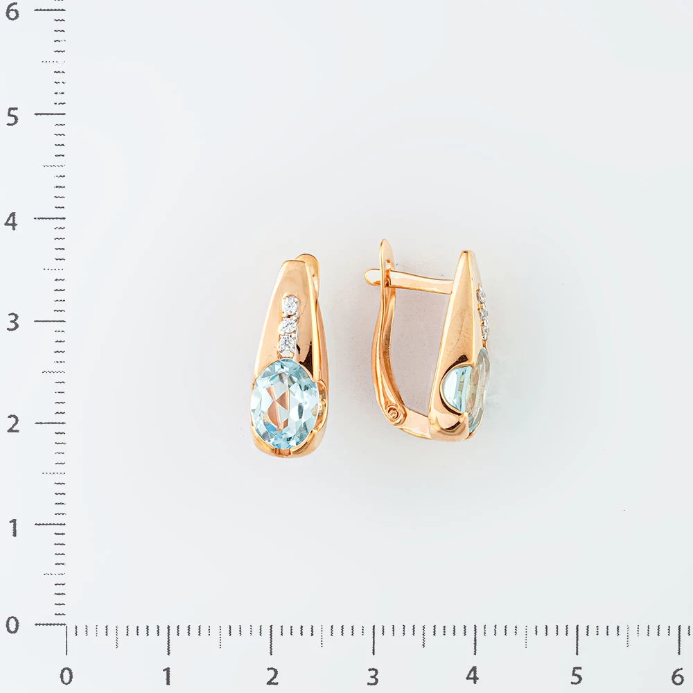 Серьги с топазом из красного золота 585 пробы