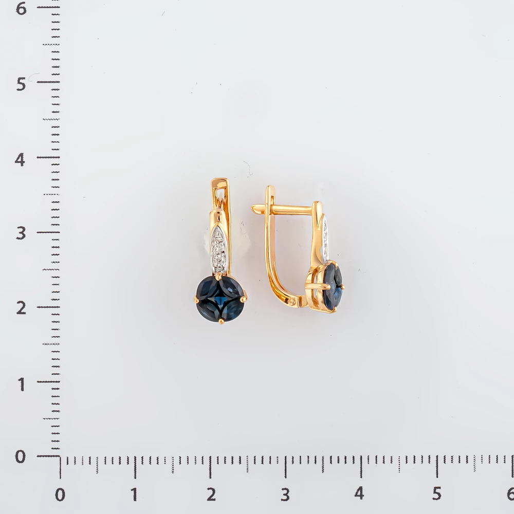Серьги с сапфиром из красного золота 585 пробы