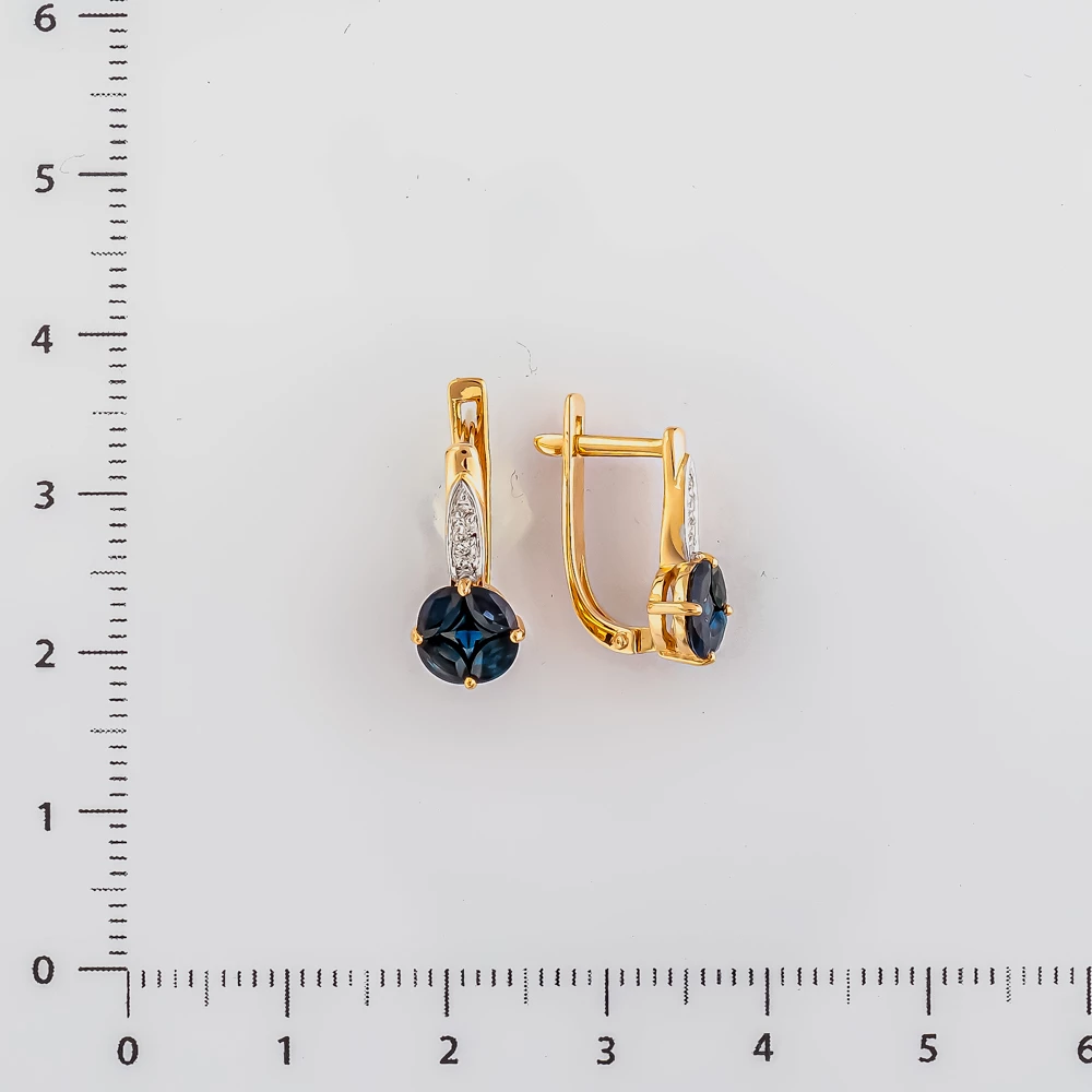 Серьги с сапфиром из красного золота 585 пробы
