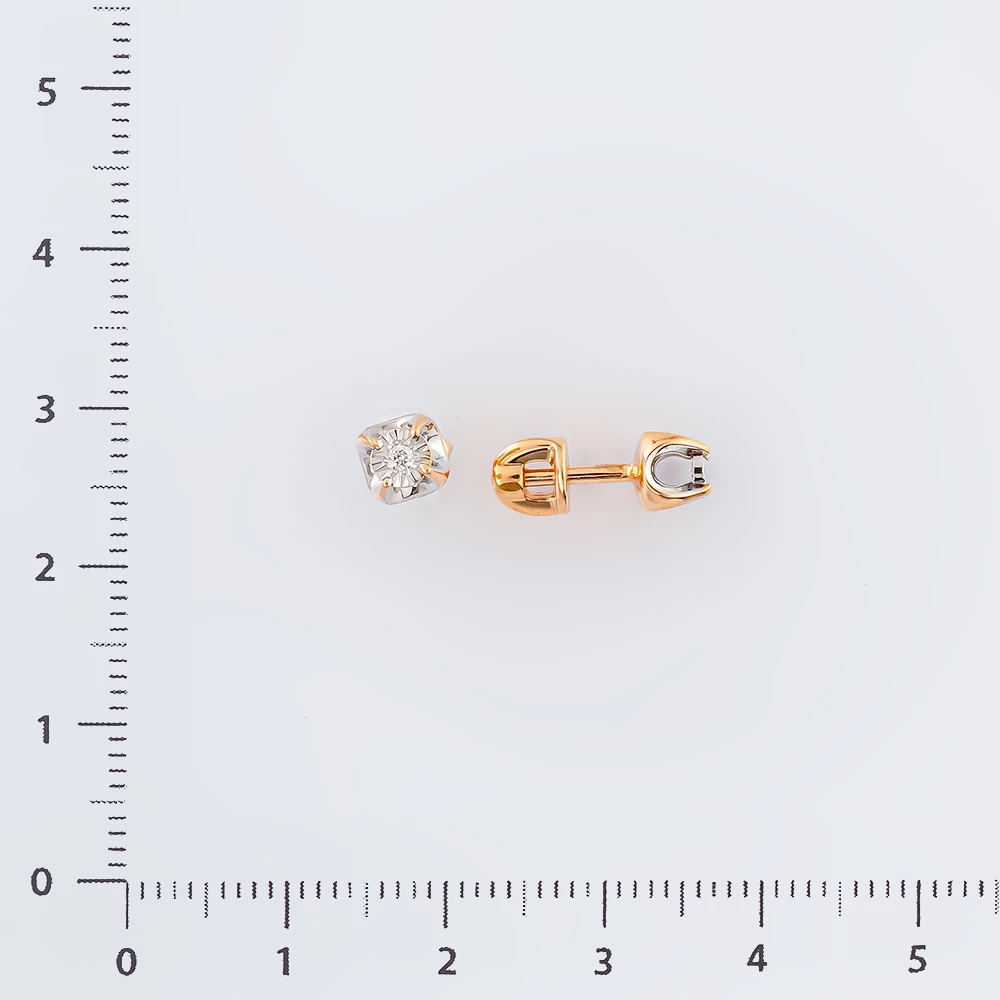 Серьги с бриллиантом из красного золота 585 пробы