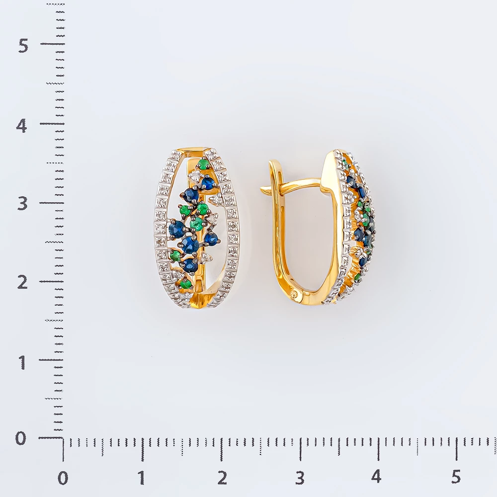Серьги с сапфиром из желтого золота 585 пробы