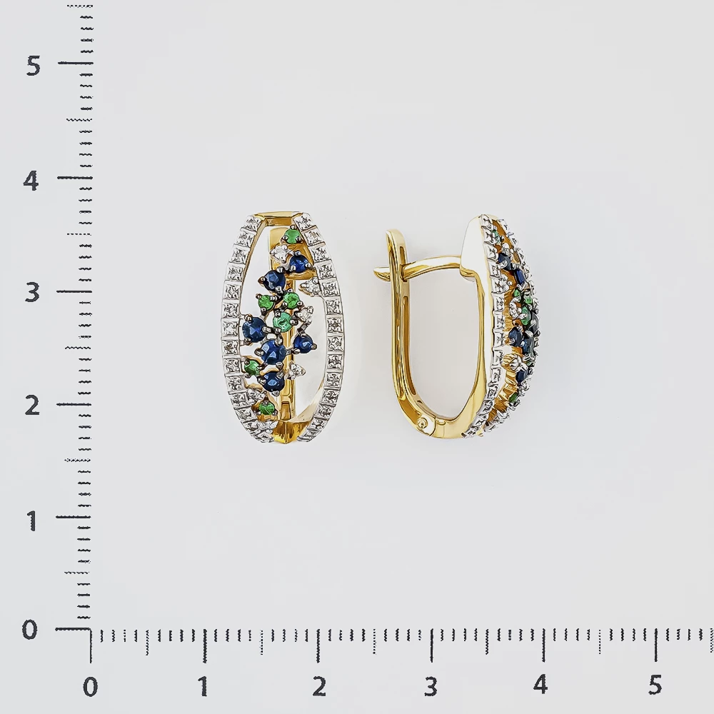 Серьги с сапфиром из желтого золота 585 пробы