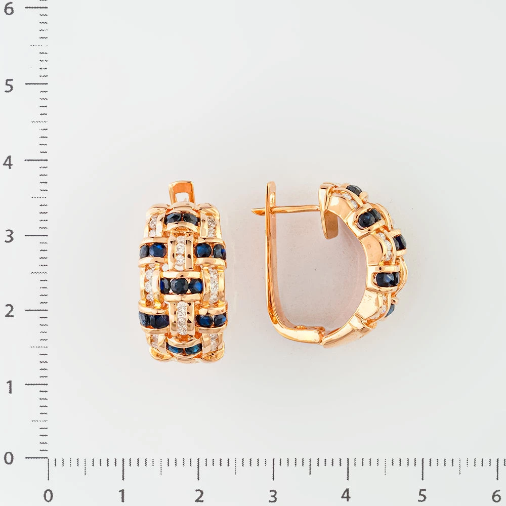 Серьги с сапфиром из красного золота 585 пробы