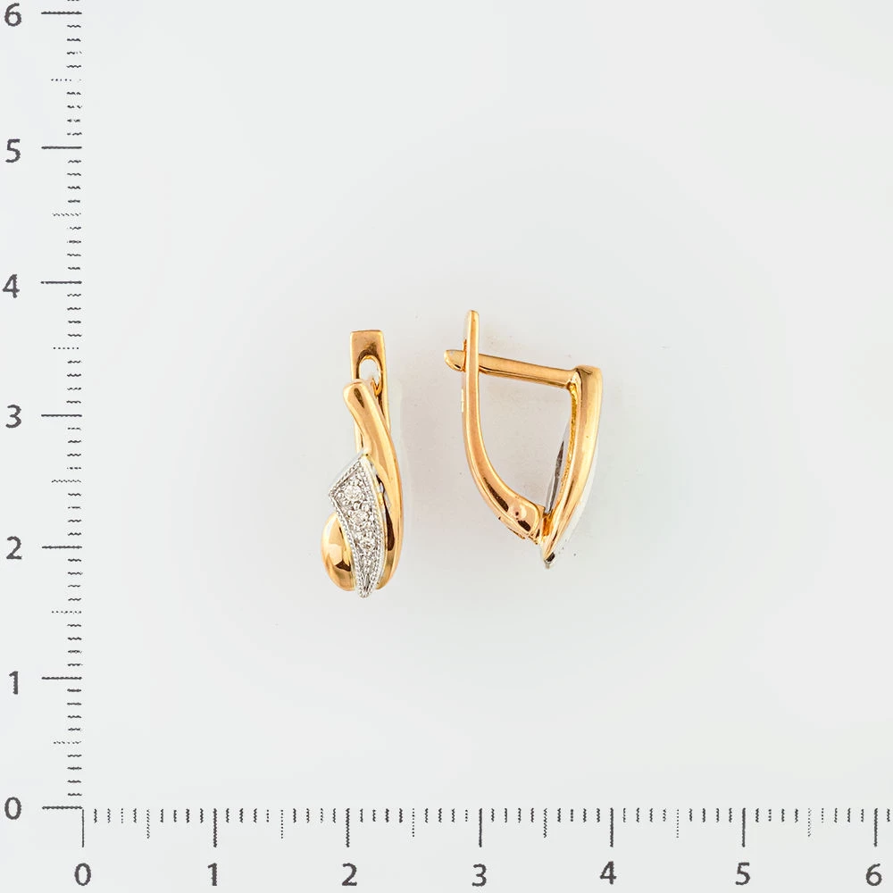 Серьги с фианитом из красного золота 585 пробы