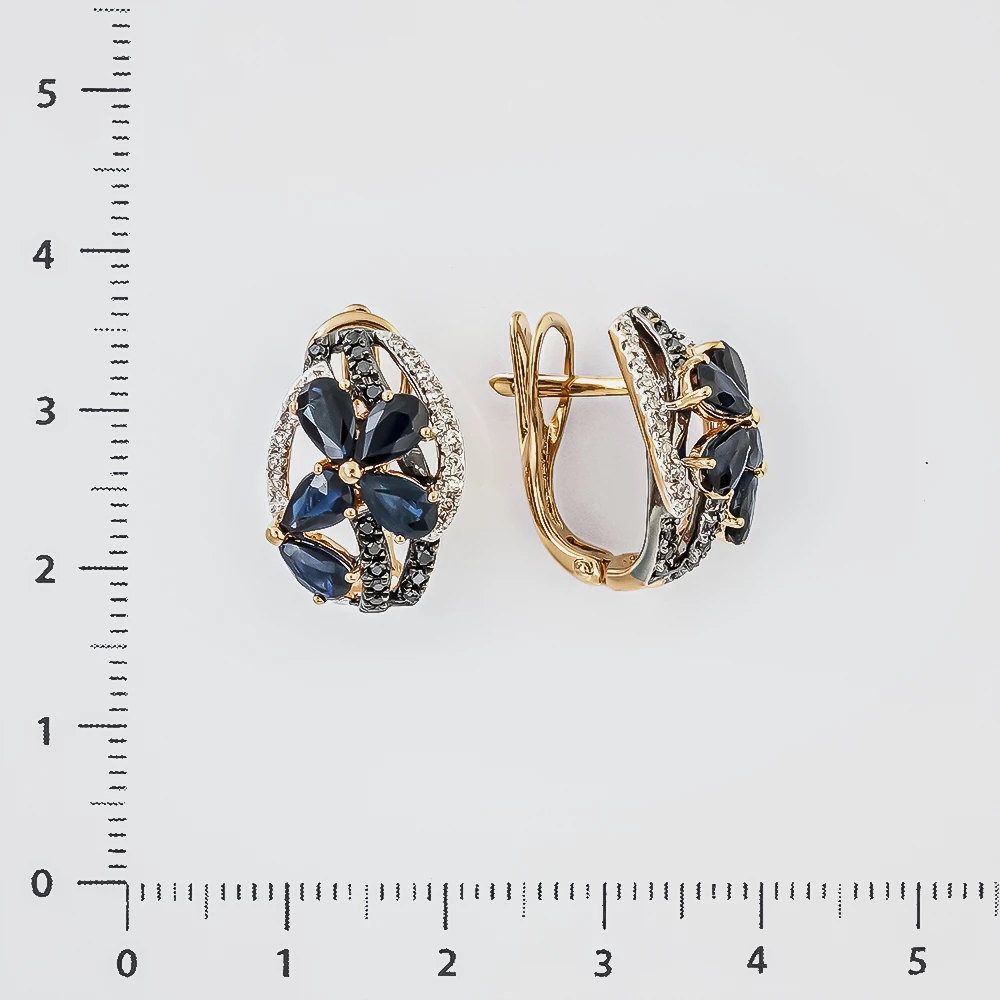 Серьги с сапфиром из красного золота 585 пробы