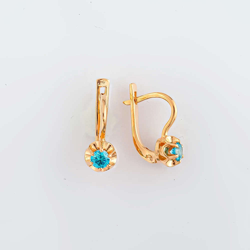 Серьги с ситаллом из красного золота 585 пробы