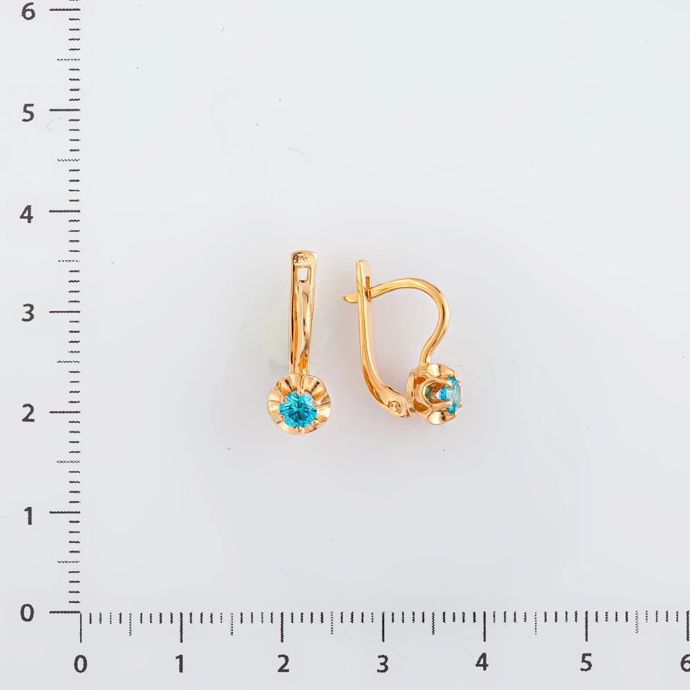 Серьги с ситаллом из красного золота 585 пробы