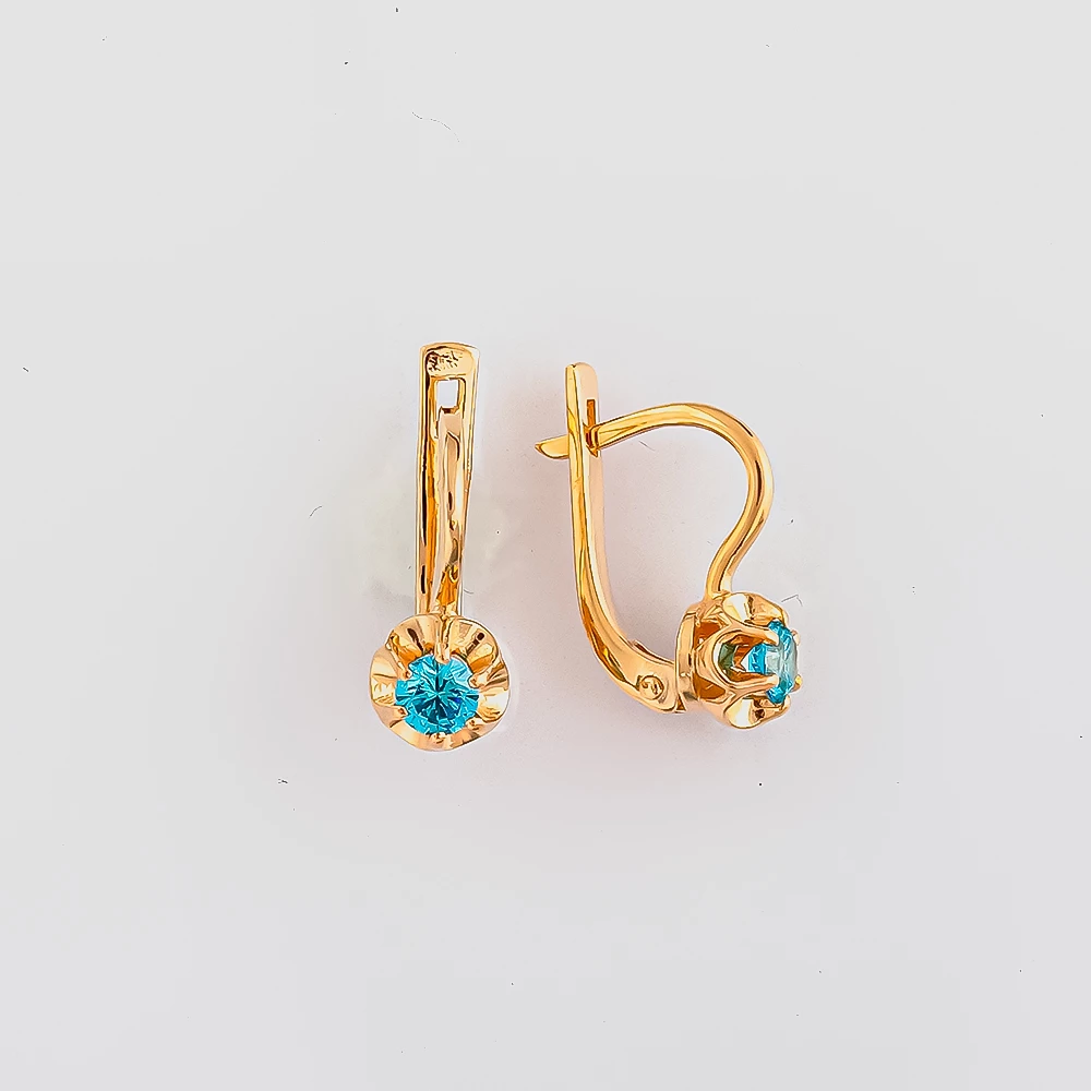 Серьги с ситаллом из красного золота 585 пробы