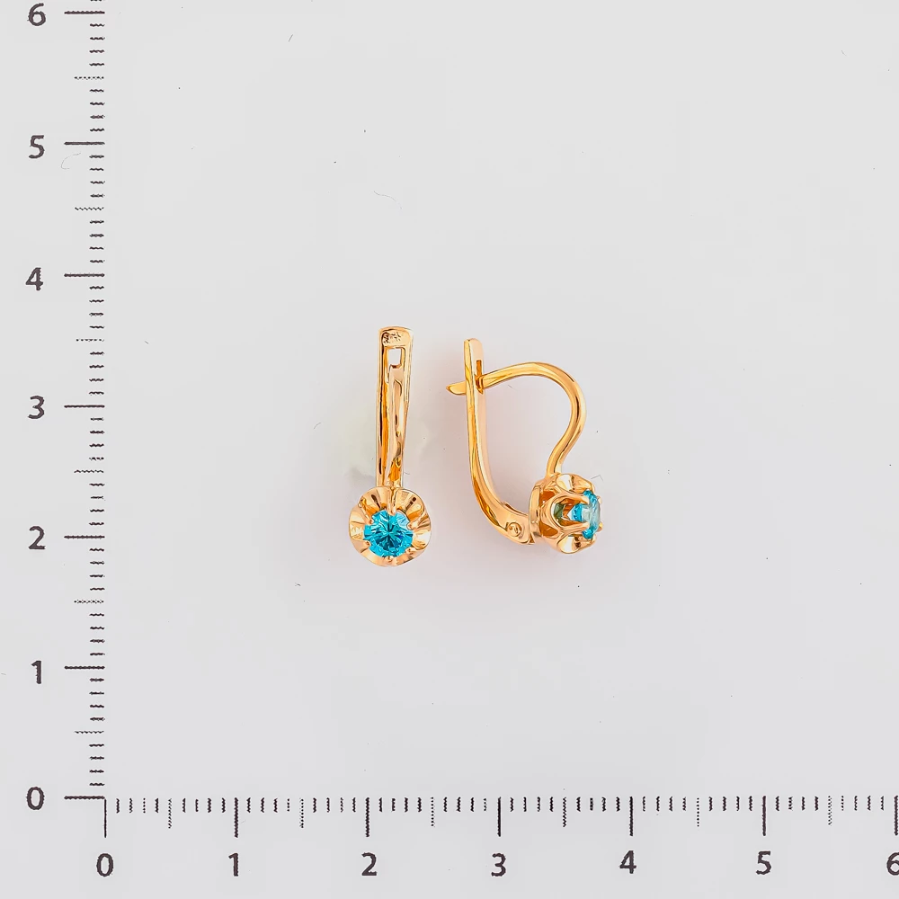 Серьги с ситаллом из красного золота 585 пробы