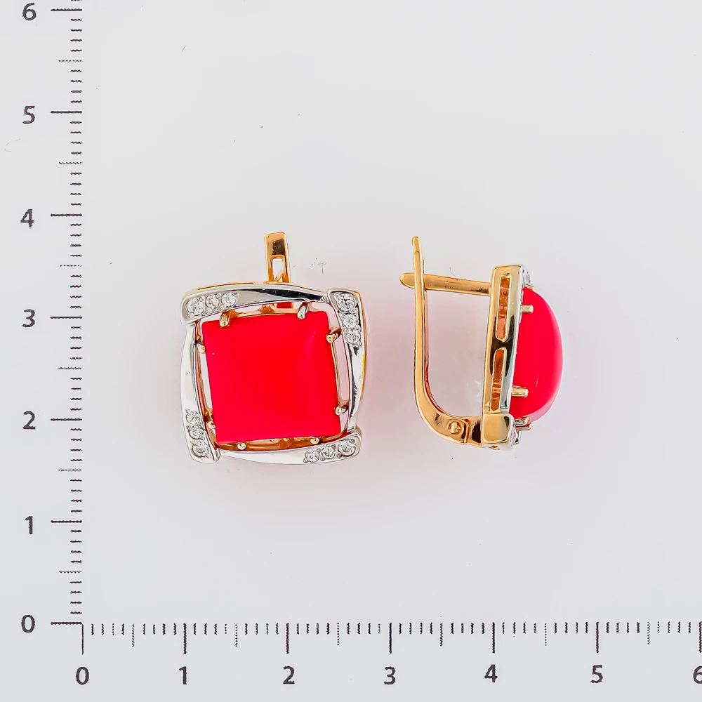 Серьги с кораллом из красного золота 585 пробы