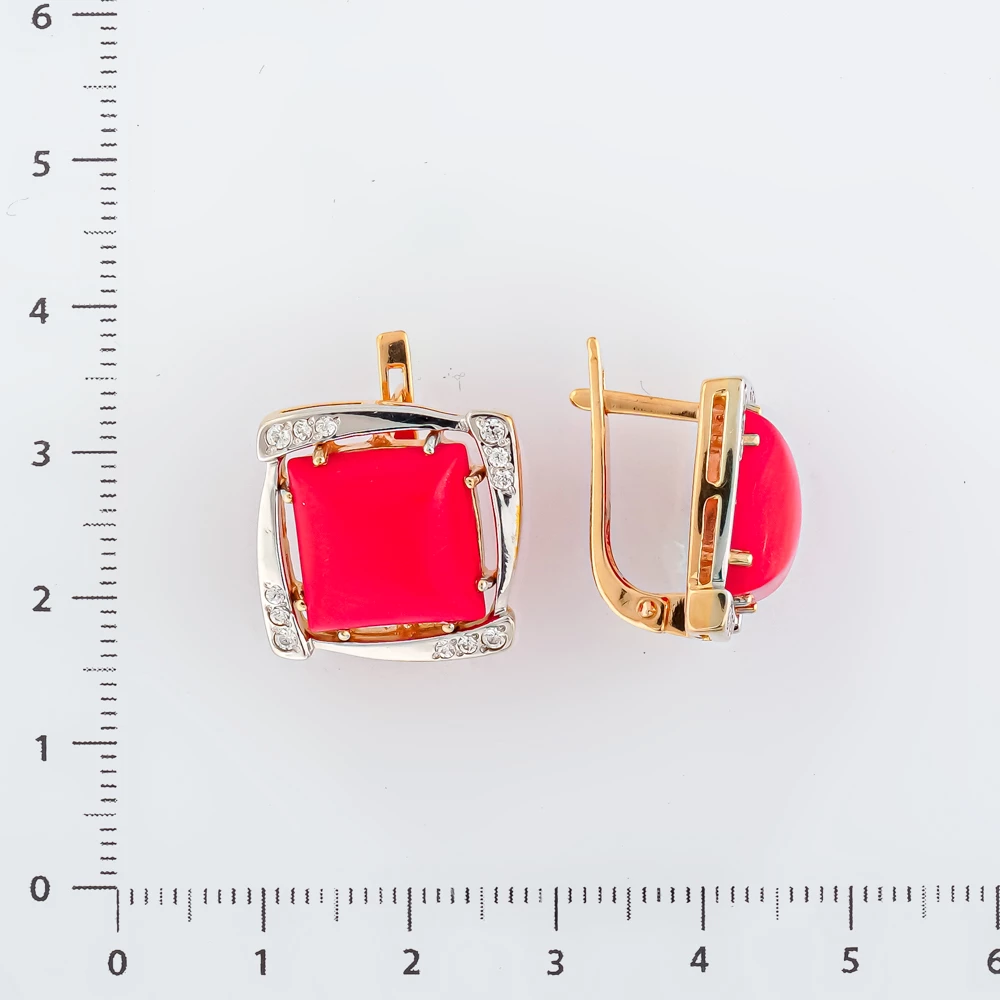 Серьги с кораллом из красного золота 585 пробы