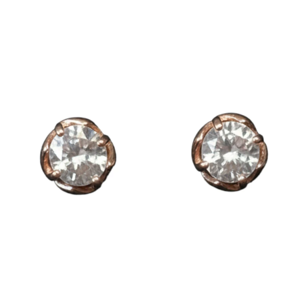 Серьги с фианитом из красного золота 585 пробы